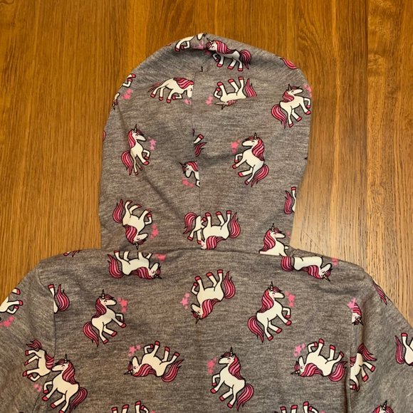 LILY BLEU Girls Soft Unicorn Top Shirt 4 4T Grey Pink Unicorns Knot Hood Girl - Picture 3 of 9